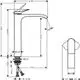Einhebel-Waschtischmischer von Hansgrohe in Chrom mit gerader, schlanker Form und klaren Proportionen, dargestellt mit technischen Maßen und Anschlussdetails.